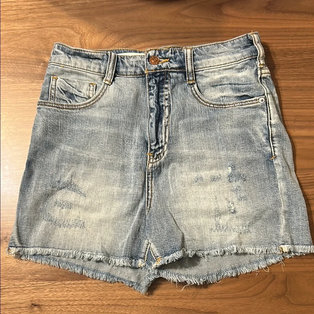 Anthropologie Pilcro Denim Blue Women's Shorts Distressed Size 27 - Picture 1 of 12